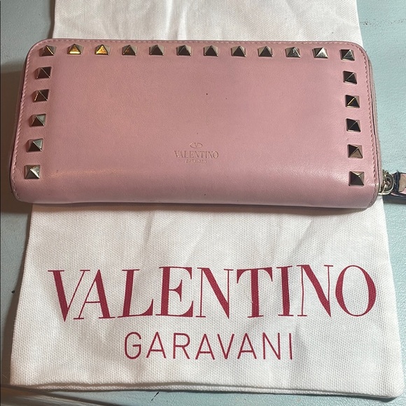 Valentino Garavani Handbags - Valentino Garavani Pink Studded Women's Long Continental Wallet Authentic As Is